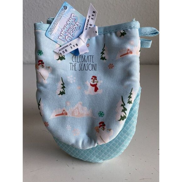 2 Pack Rae Dunn Oven Mitts Frosty The Snowman Celebrate The Season Holiday NEW - Picture 1 of 8